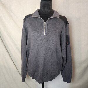 St. Croix Men's L 1/4 Zip Long Sleeve Sweater Gray/Black Made In USA